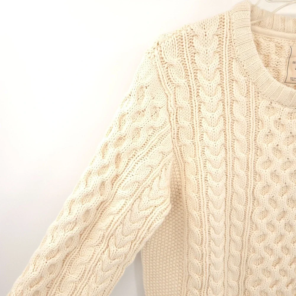 Hope‎ and Henry NWT  fishermen cable knit pullover sweater Size S organic cotton